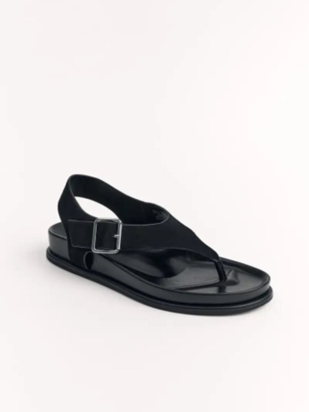 Zara suede flat sandals - black